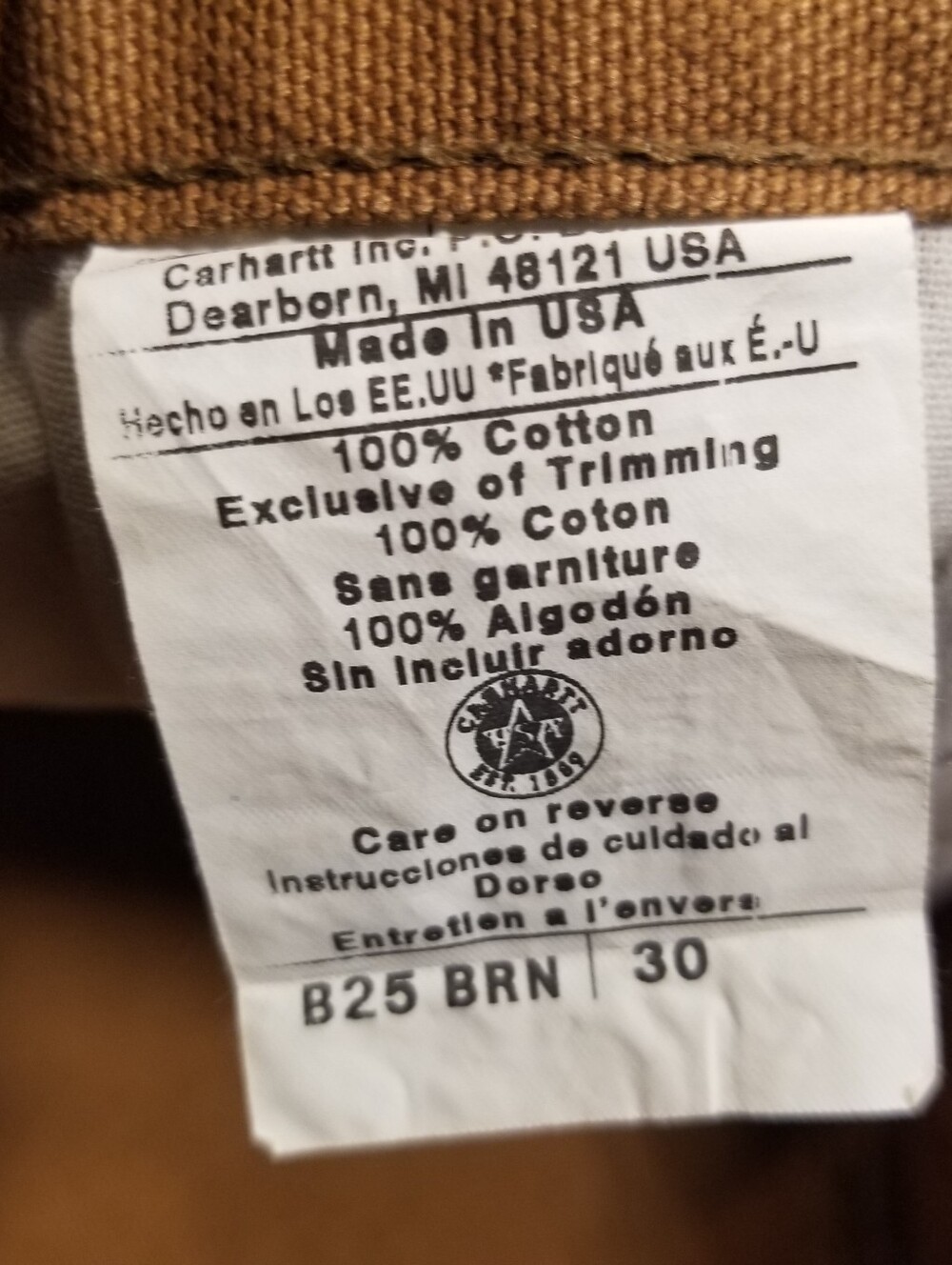 VTG Carhartt B25 Shorts Mens 30 Brown Duck Canvas USA Carpenter Workwear NWOT - Picture 3 of 6